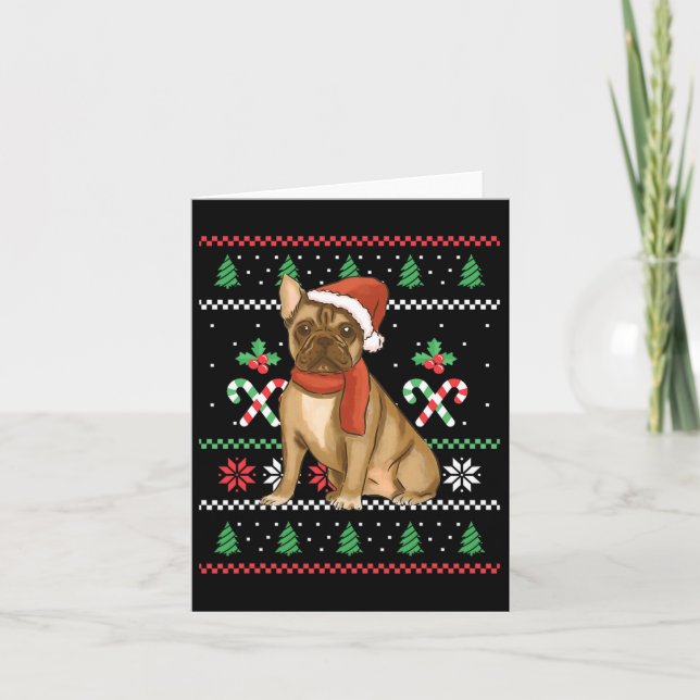 French Bulldog Outfit Santa Christmas  Card (Front)
