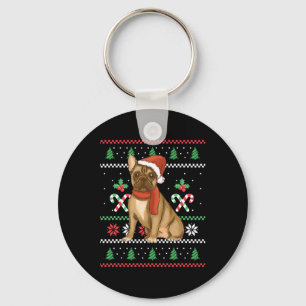 French Bulldog Outfit Santa Christmas Key Ring