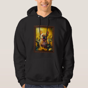 French Bulldog Painting Frenchie Sunflower Flower  Hoodie