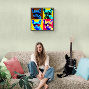 French bulldog painting in pop art style poster
