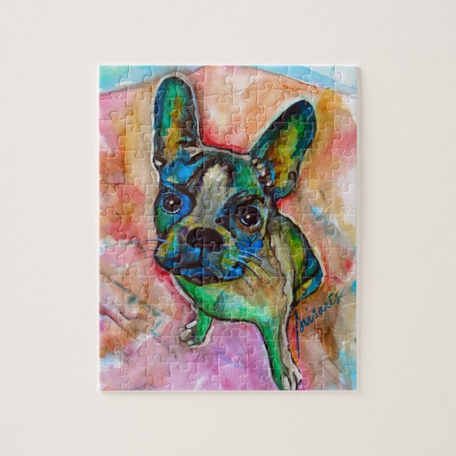 FRENCH BULLDOG PAINTING JIGSAW PUZZLE (Vertical)