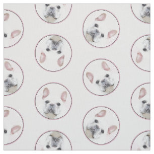 French Bulldog Painting White Cream Pet Dog Art Fabric