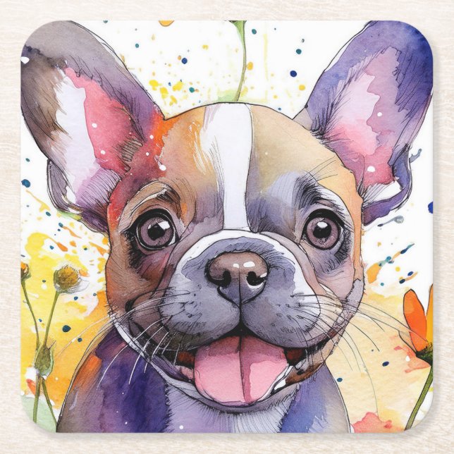 French Bulldog Paper Coaster (Front)