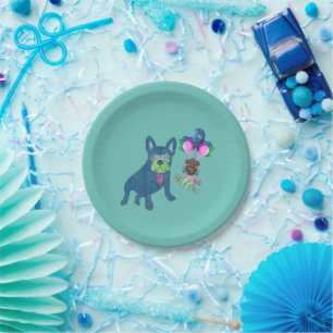 French bulldog paper plate