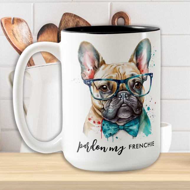 French Bulldog Pardon My Frenchie Cute Dog Lover Two-Tone Coffee Mug (Creator Uploaded)