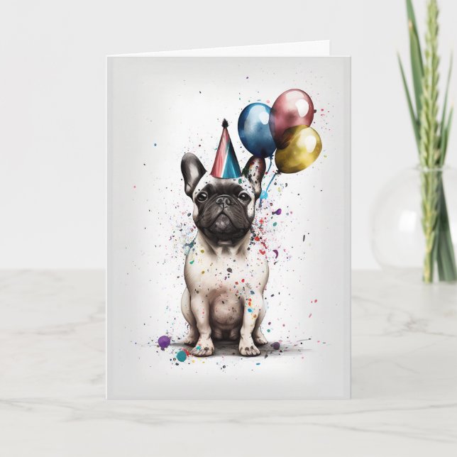 French Bulldog Party Greeting Card (Front)