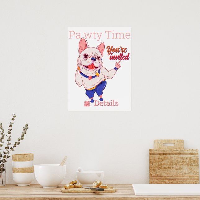 French Bulldog Party Poster  (Kitchen)