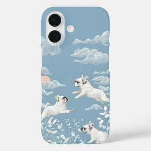 French Bulldog Pastel Colour White Flowers iPhone 16 Case