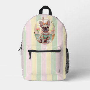 French Bulldog Pastel Lines Cottagecore Printed Backpack