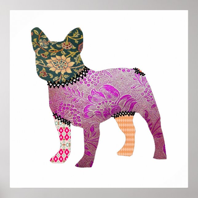 French Bulldog Patchwork Pet Print (Front)