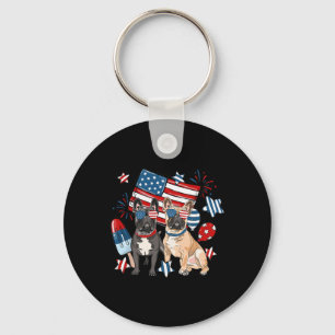 French Bulldog Patriotic Frenchie 4th Of July Usa Key Ring