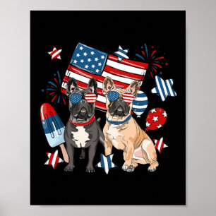 French Bulldog Patriotic Frenchie 4th Of July Usa Poster