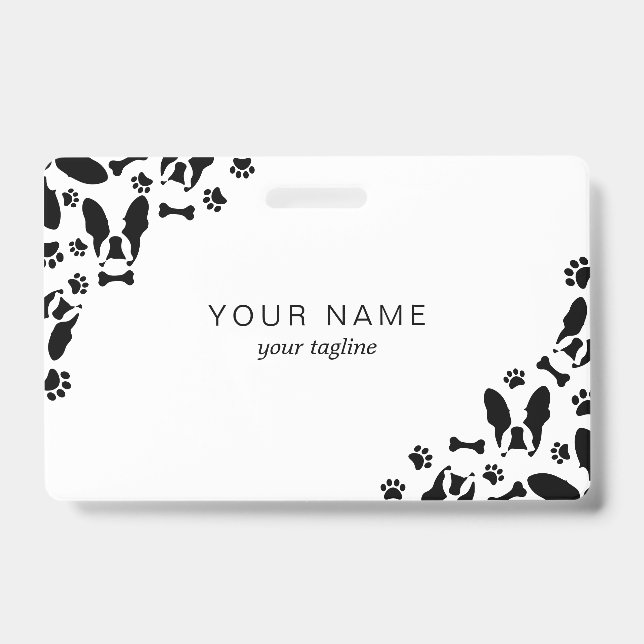 French Bulldog pattern corner ID Badge (Front)