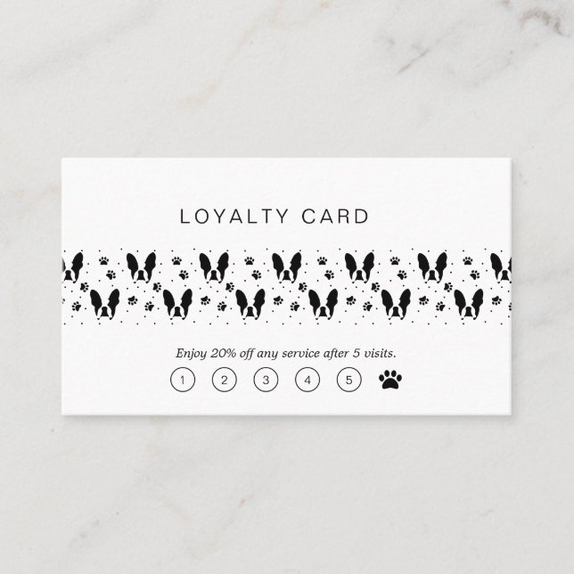French bulldog pattern loyalty card (Front)