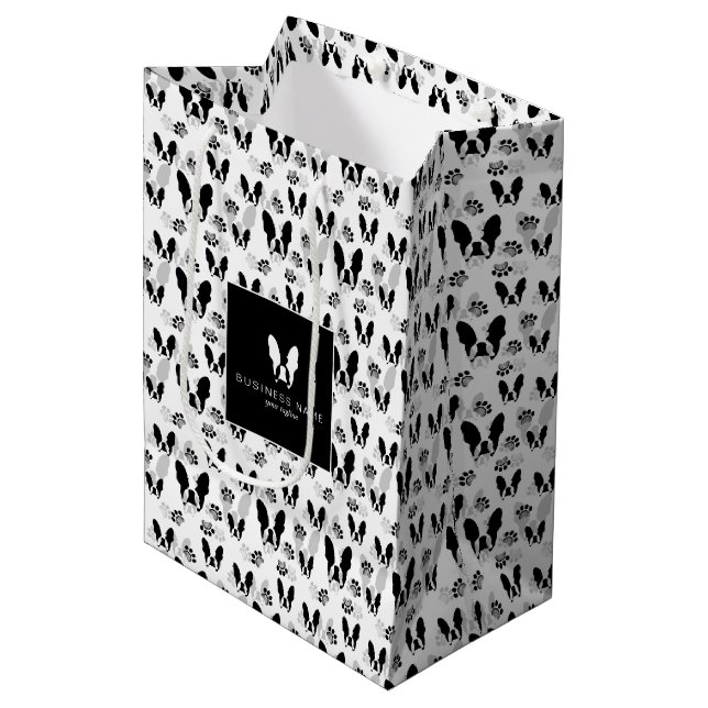 French bulldog pattern medium gift bag (Front Angled)