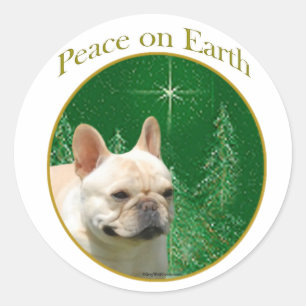 French Bulldog Peace Classic Round Sticker