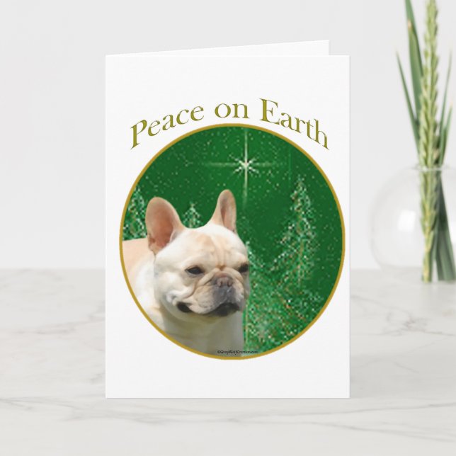 French Bulldog Peace Holiday Card (Front)
