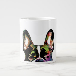 French Bulldog Peek-A-Boo Colourful Watercolor Large Coffee Mug