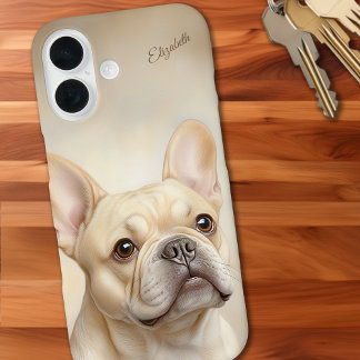 French Bulldog Personalised Cream Frenchie iPhone 16 Case