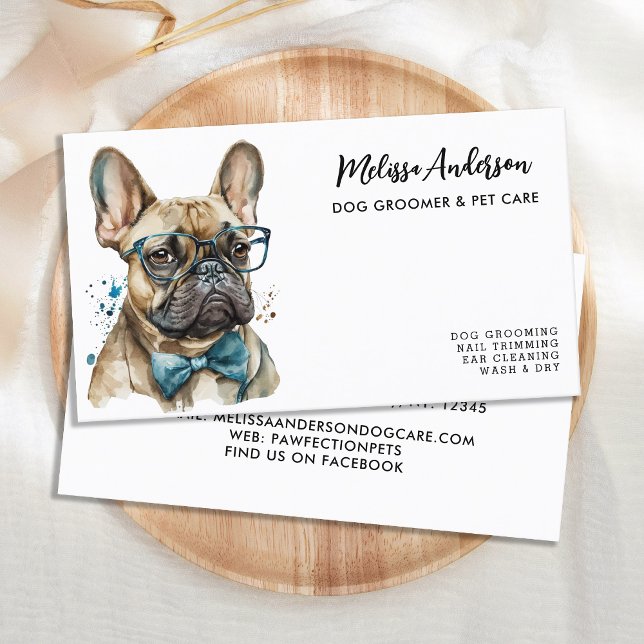 French Bulldog Personalised Dog Groomer Pet Care Business Card (Creator Uploaded)