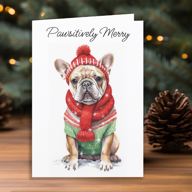 French Bulldog Personalised Dog Lover Christmas  Holiday Card (Creator Uploaded)