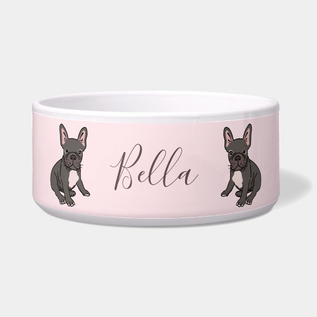 French Bulldog Personalised Dog Water Bowl (Front)