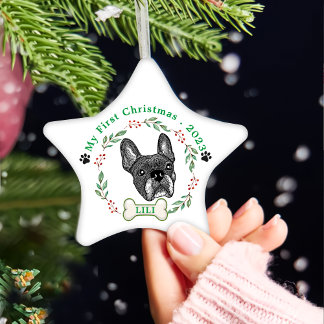 French Bulldog Personalised Hand Drawing Ceramic Ornament