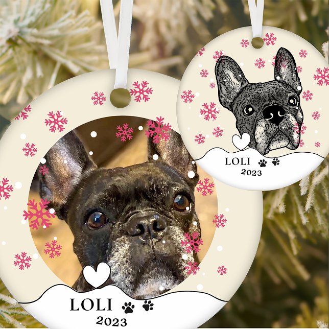 French Bulldog Personalised Hand Drawing Ceramic Ornament (Creator Uploaded)