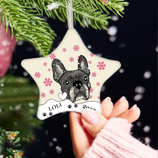 French Bulldog Personalised Hand Drawing Ceramic Ornament (Creator Uploaded)