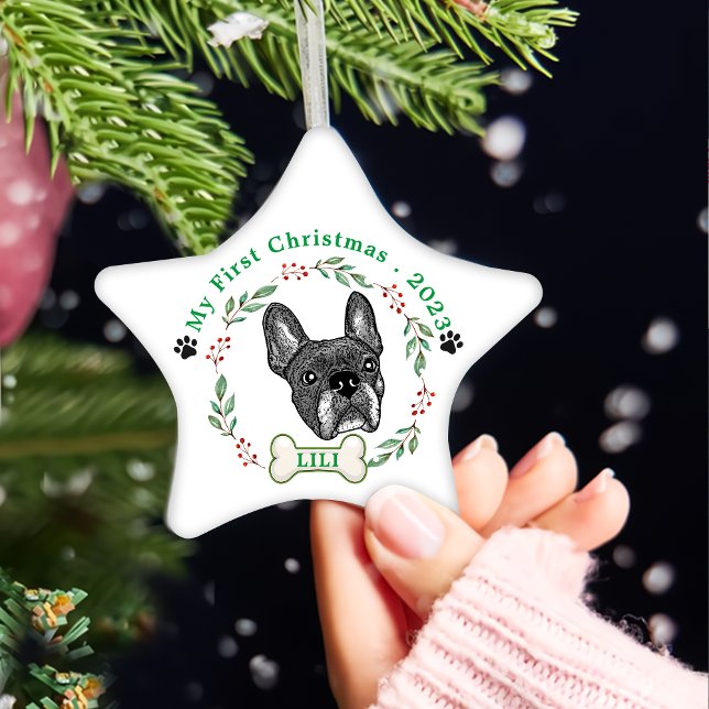 French Bulldog Personalised Hand Drawing Ceramic Ornament (Creator Uploaded)