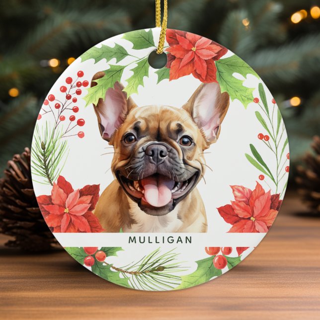 French Bulldog Personalised Pet Dog Christmas Ceramic Ornament (Creator Uploaded)
