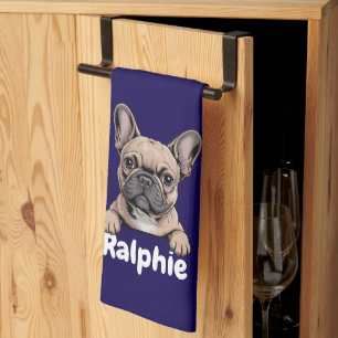French Bulldog Personalized Dog Name Pet Owner Tea Towel