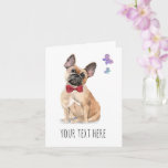 French Bulldog Personalized Text Greeting Card<br><div class="desc">Personalize this Greeting card to send to any French bulldog owner or lover out there! Featuring a watercolour effect frenchie with a red bow.</div>