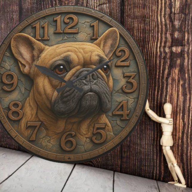 French Bulldog pet lover gift, dog breed Large Clock (Creator Uploaded)