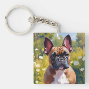 French Bulldog   Pet Painting Dog Art Key Ring