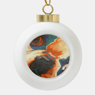 French Bulldog Pet Portrait Ceramic Ball Christmas Ornament