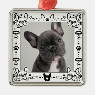 French Bulldog Photo Frame Cute Dog Metal Ornament