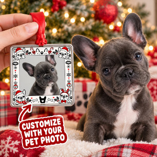 French Bulldog Photo Frame Cute Dog Metal Ornament