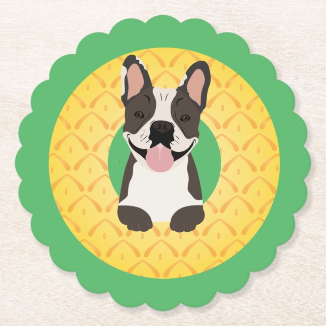 French Bulldog Pineapple Fruit Paper Coaster (Front)