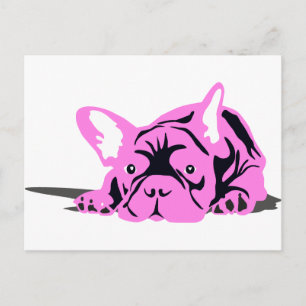 French Bulldog pink black white Postcard