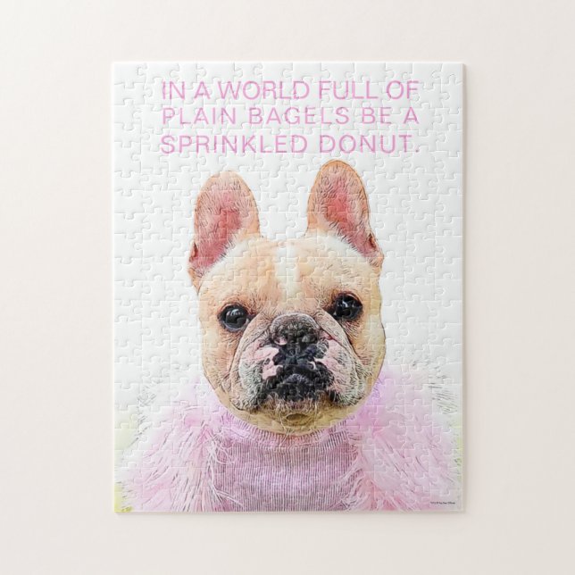 French Bulldog Pink Glam Inspirational Doughnut Qu Jigsaw Puzzle (Vertical)