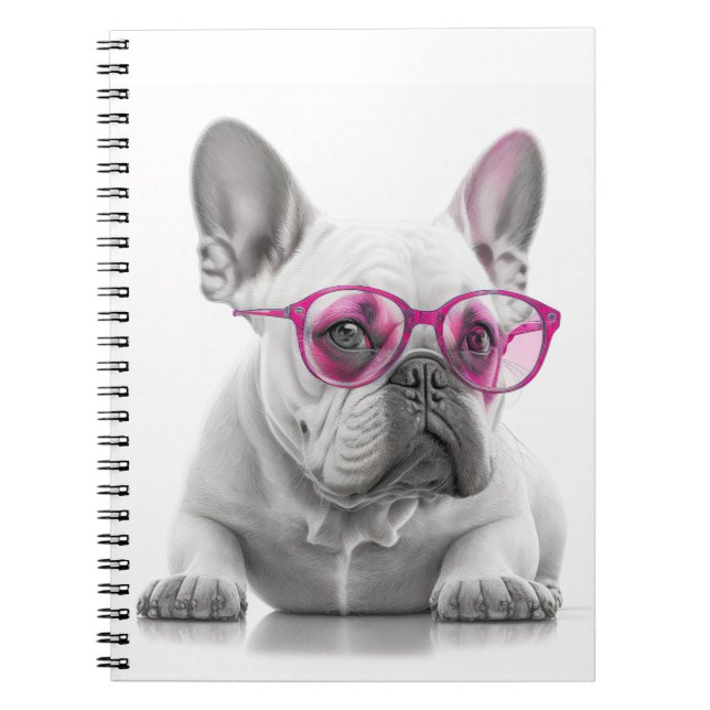 French Bulldog pink glasses Spiral Photo Notebook (Front)