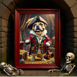 French Bulldog Pirate Bold Captain Poster