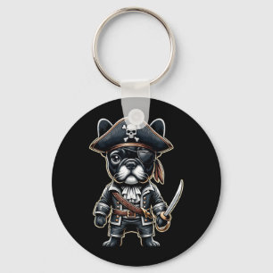 French Bulldog Pirate Dog Halloween Party Key Ring