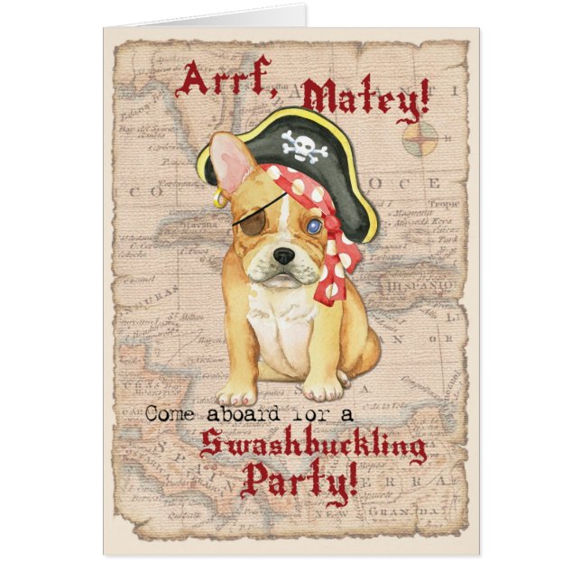 French Bulldog Pirate Invitation (Front)