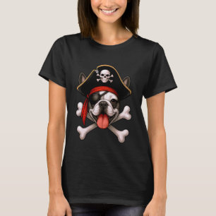 French Bulldog Pirate Jolly Roger Flag Halloween T-Shirt