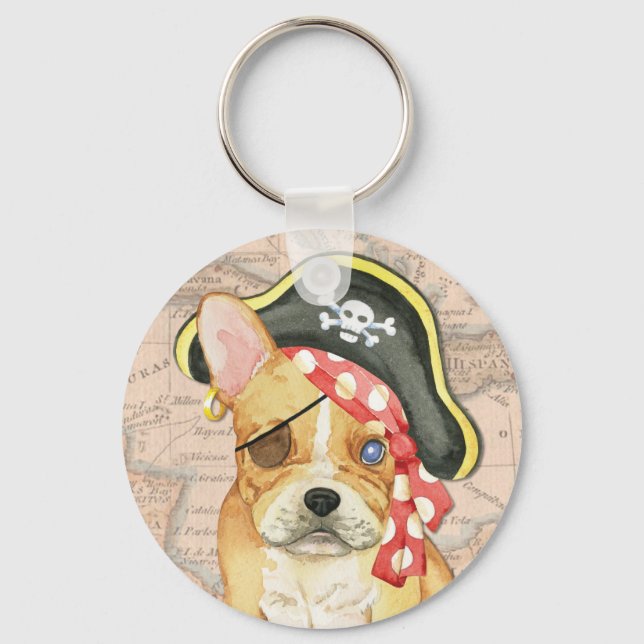 French Bulldog Pirate Key Ring (Front)
