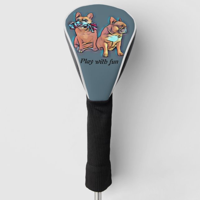 French Bulldog play with fun Golf Head Cover (Front)