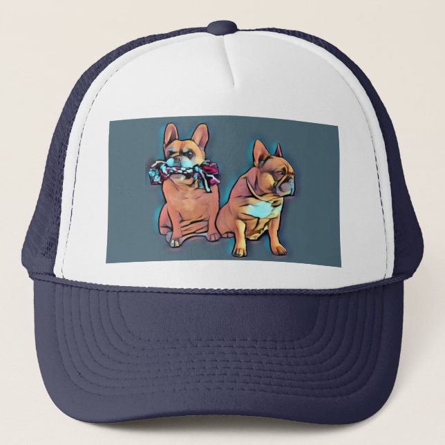 French Bulldog play with fun Trucker Hat (Front)