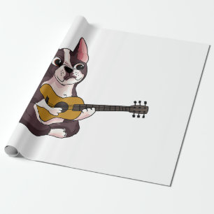 French Bulldog Playing Guitar Funny Guitarist Wrapping Paper